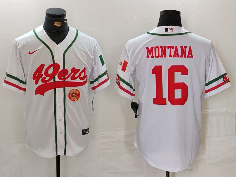 Men San Francisco 49ers #16 Montana White Joint Name 2024 Nike Limited NFL Jersey style 3